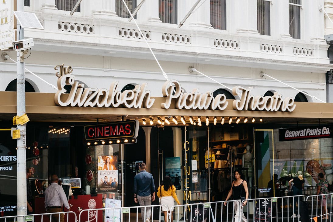 the front facade of the elizabeth picture theatre